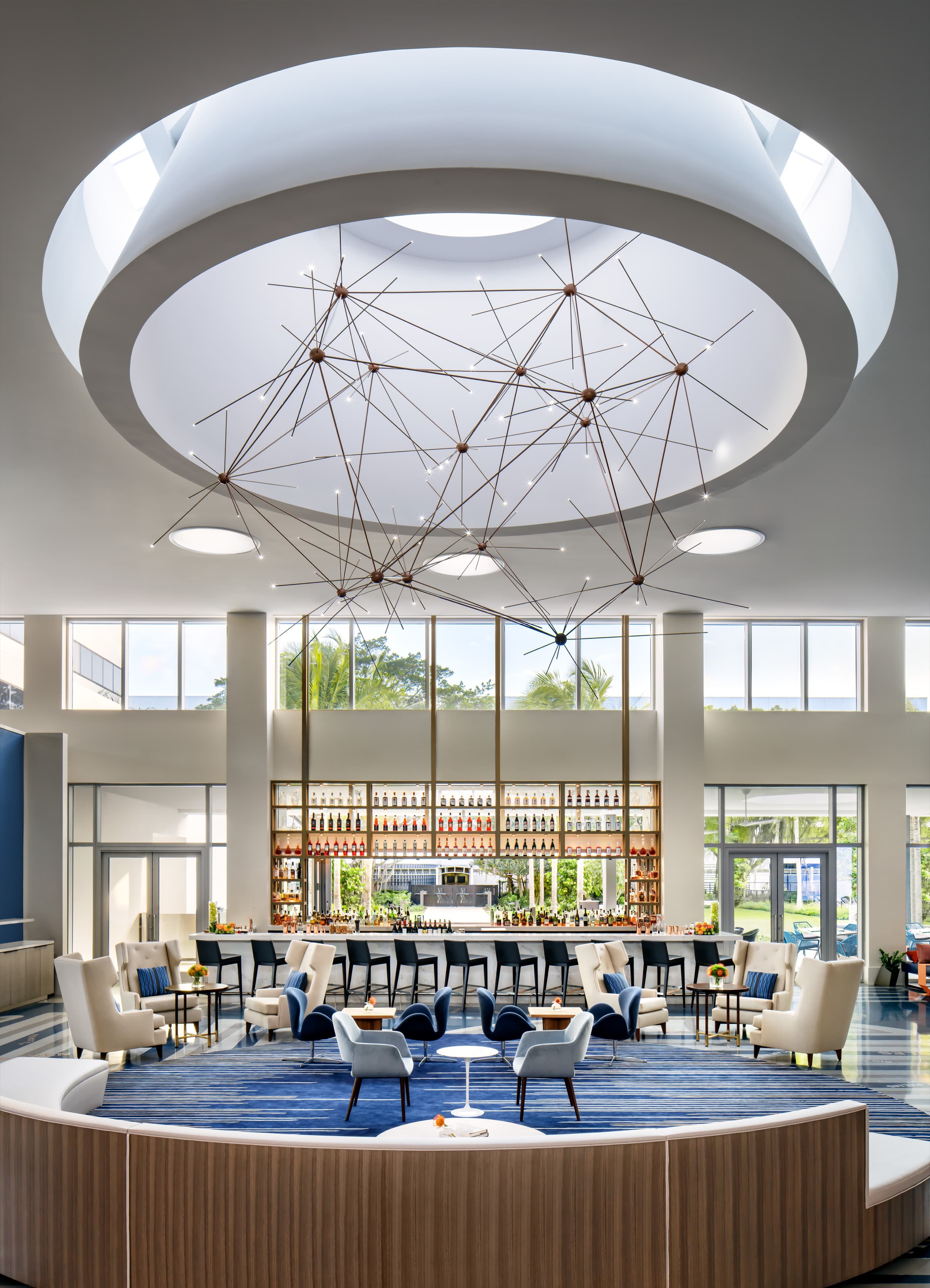 Event lobby with contemporary seating and open sightlines